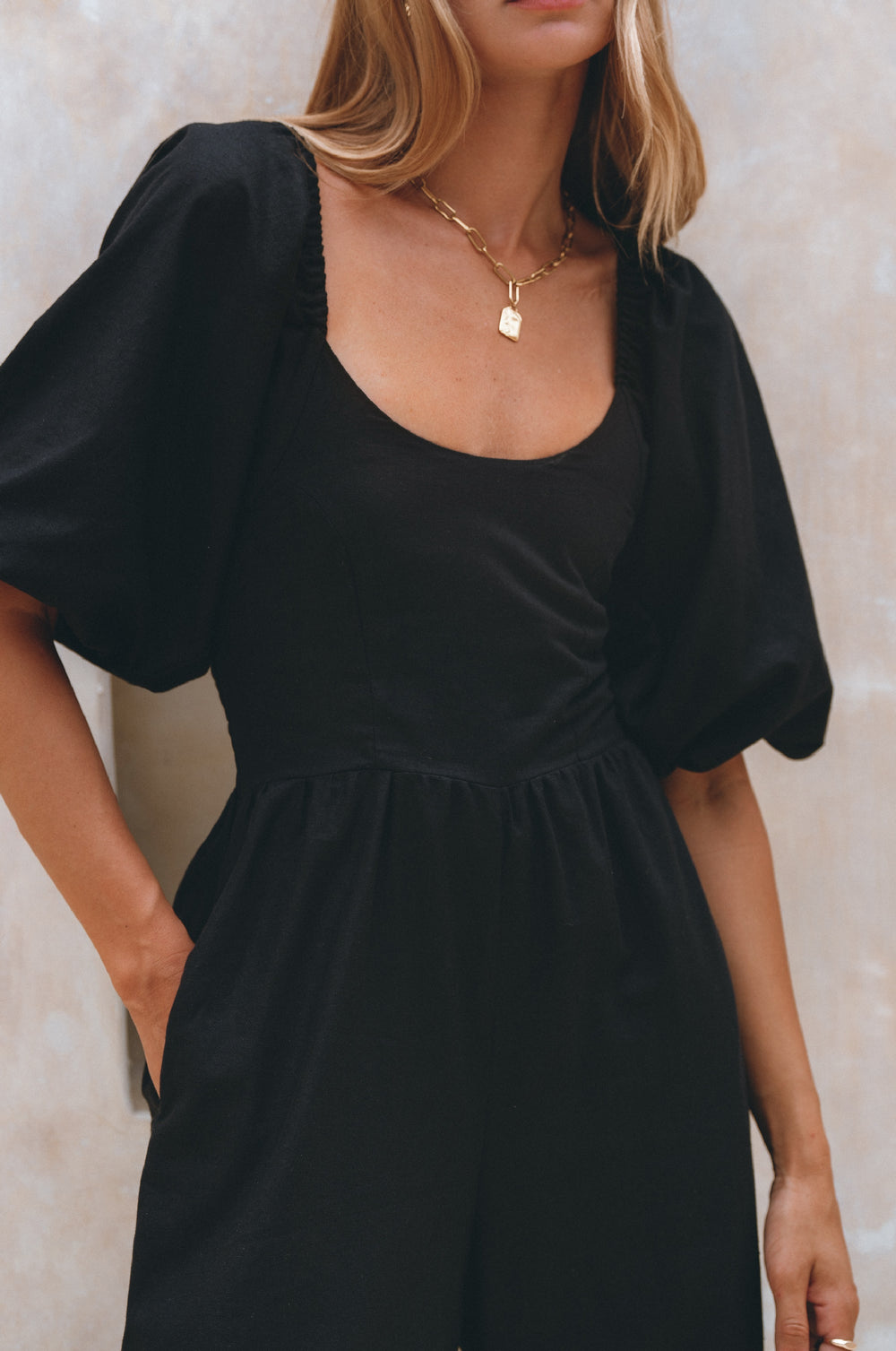 Womens Heaven Bay Linen Jumpsuit - Black