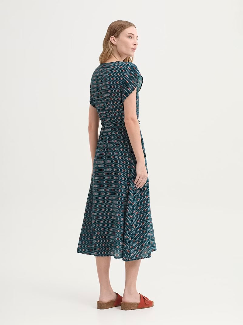 Hellenic Waves Print Midi Dress