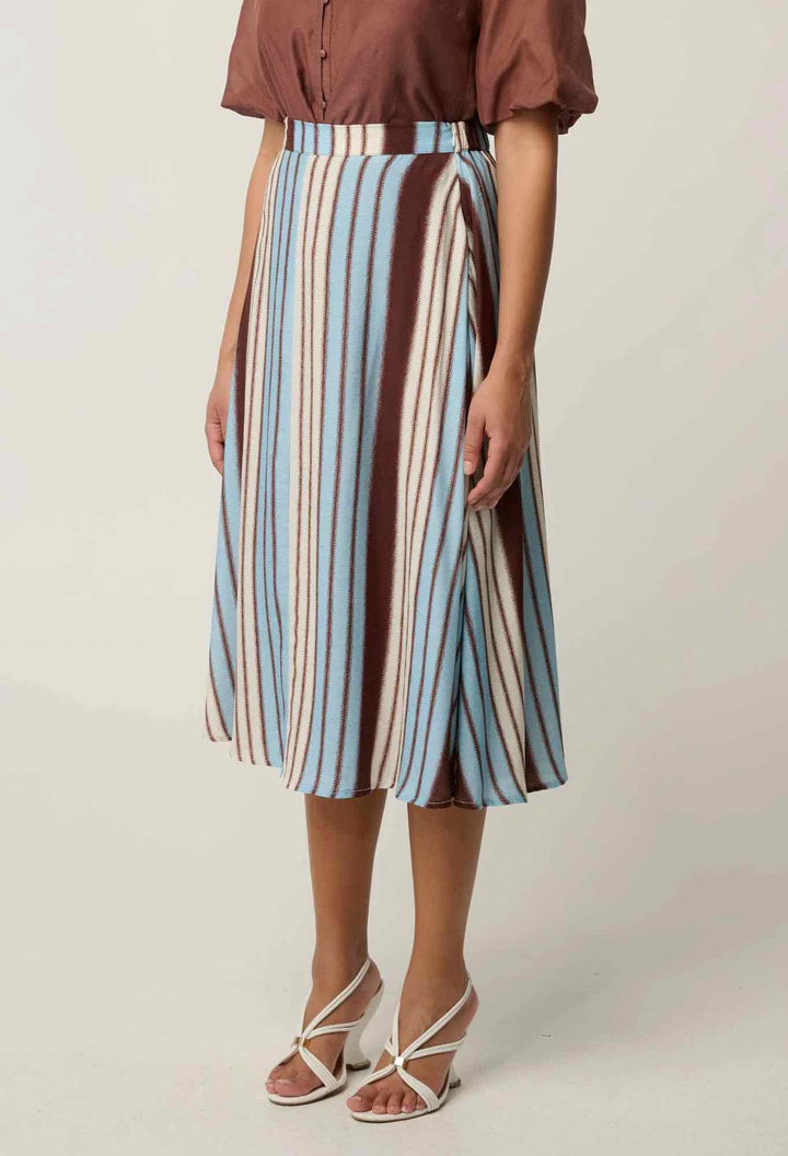 Iris Blend Indescent Viscose Skirt in Stripe