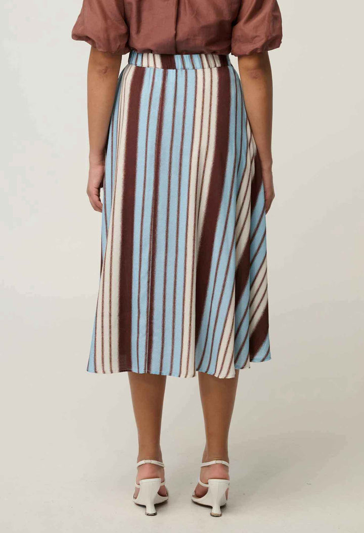 Iris Blend Indescent Viscose Skirt in Stripe