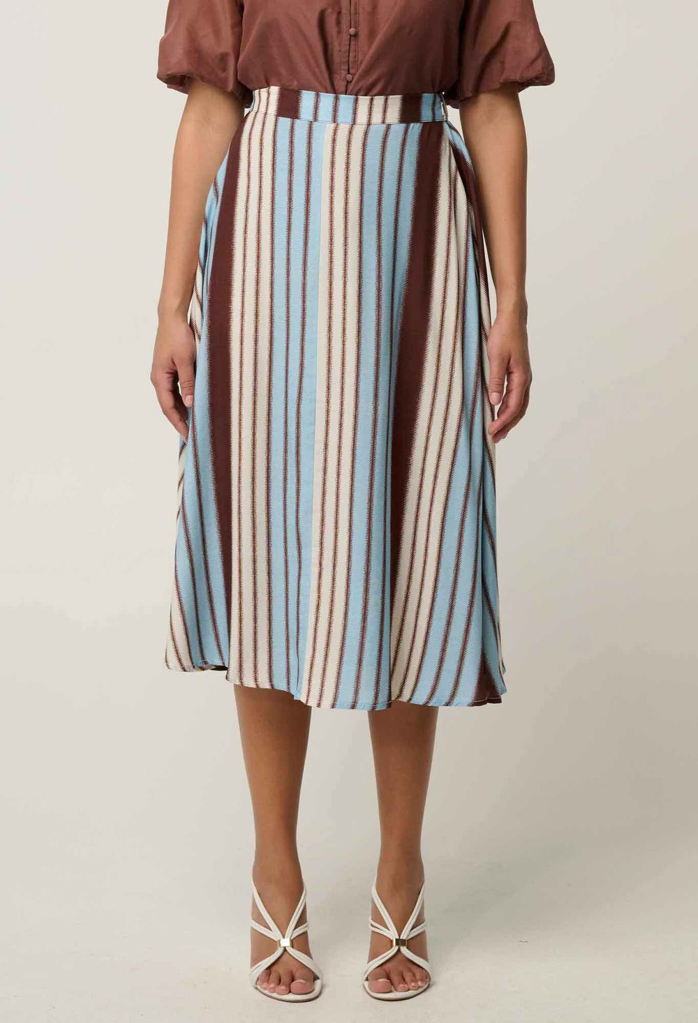 Iris Viscose Blend Skirt in Indescent Stripe