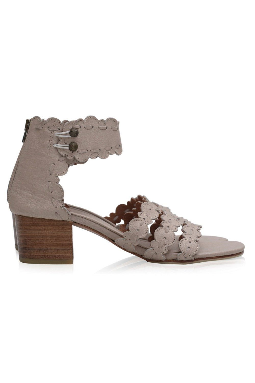 Womens Seaside Block Heel Leather Sandals - Vintage Brown