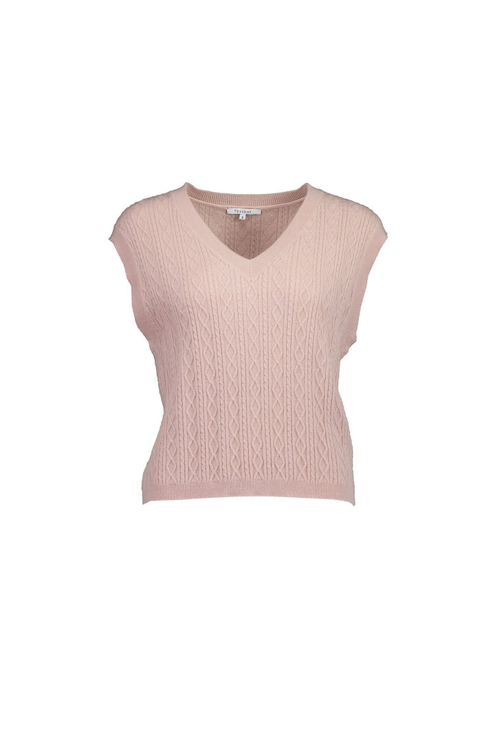 Jasper Vest – Blush Cable