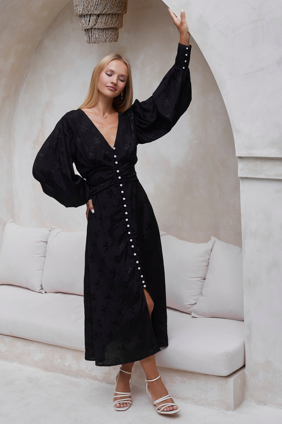 Juliette Pearl Button Midi Dress