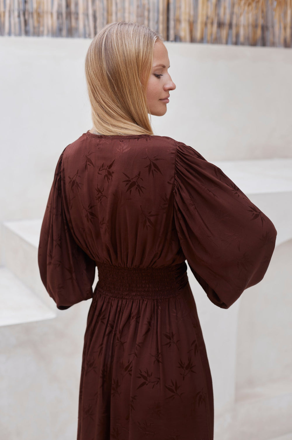 Womens Juliette Pearl Buttons Midi Dress - Pearl Chocolate