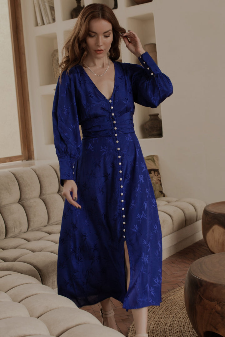 Juliette Pearl Button Midi Dress