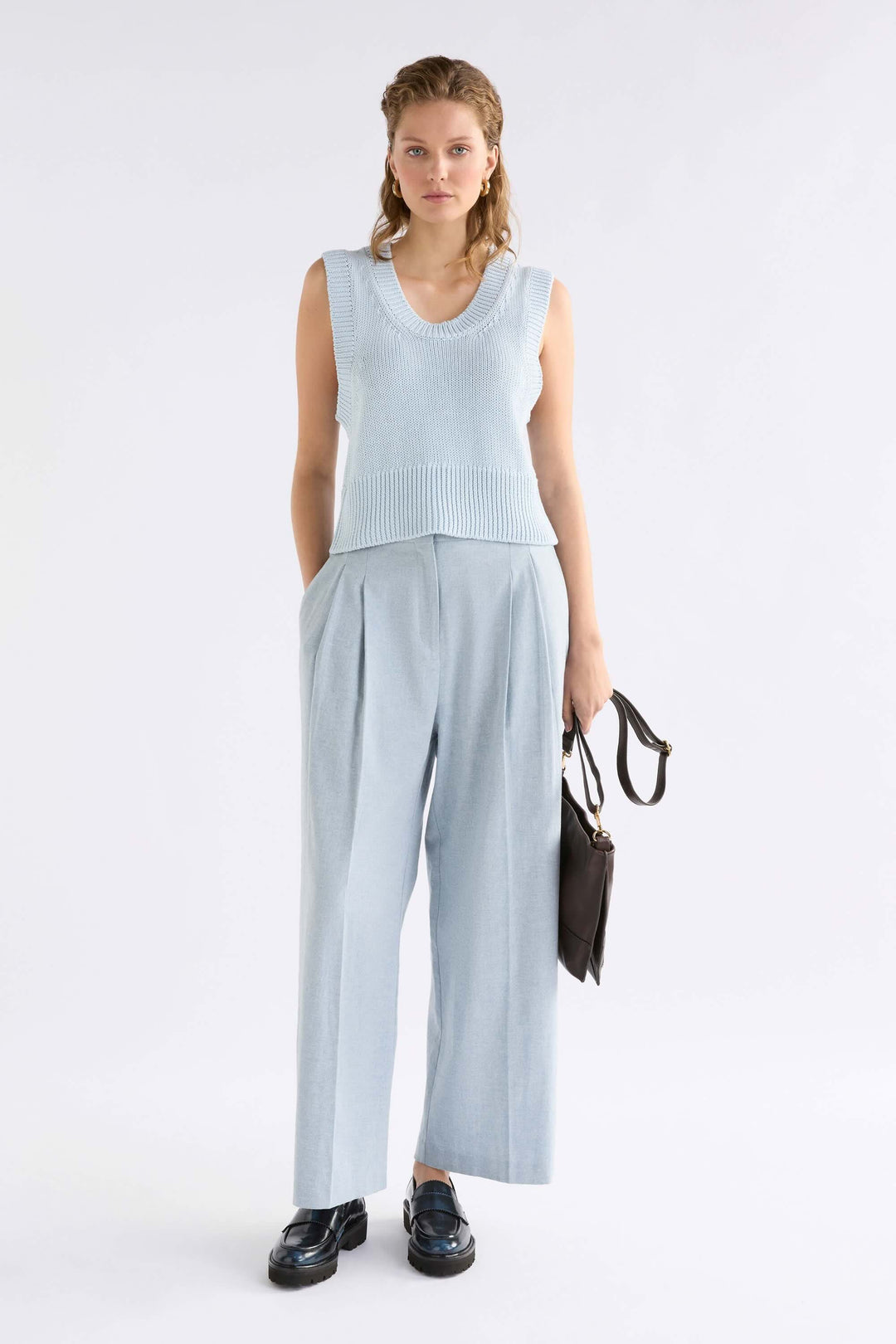 Mikkel Knit Vest Top – Pearl Blue