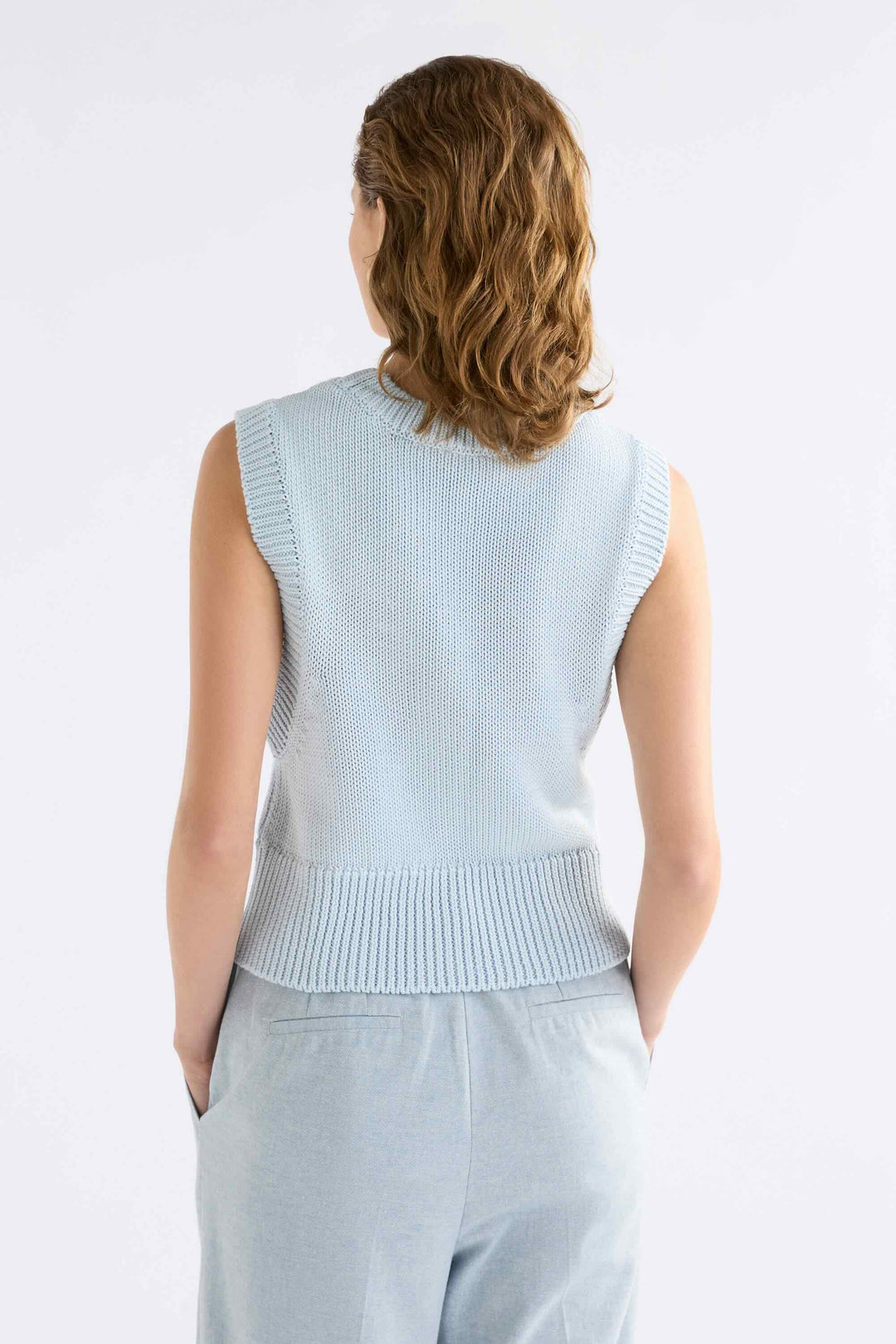 Mikkel Knit Vest Top – Pearl Blue