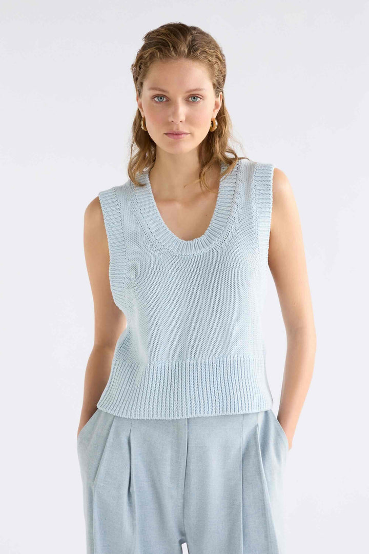 Mikkel Knit Vest Top – Pearl Blue