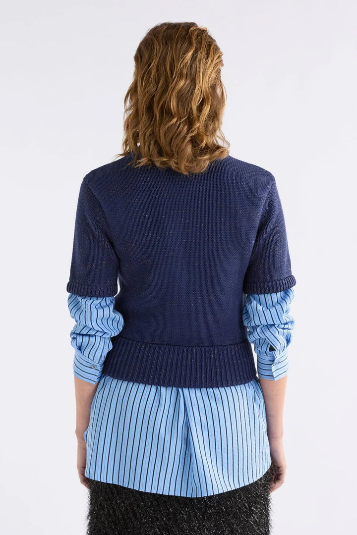 Luft Lurex Knit Top – Navy/Copper