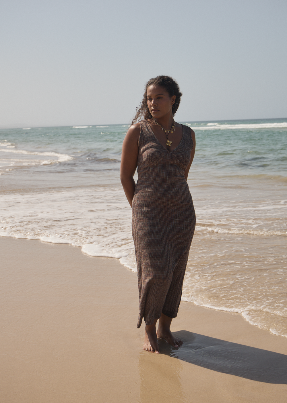 Womens Seersucker Maxi Dress Tully - Hometown Coffee - AFENDS