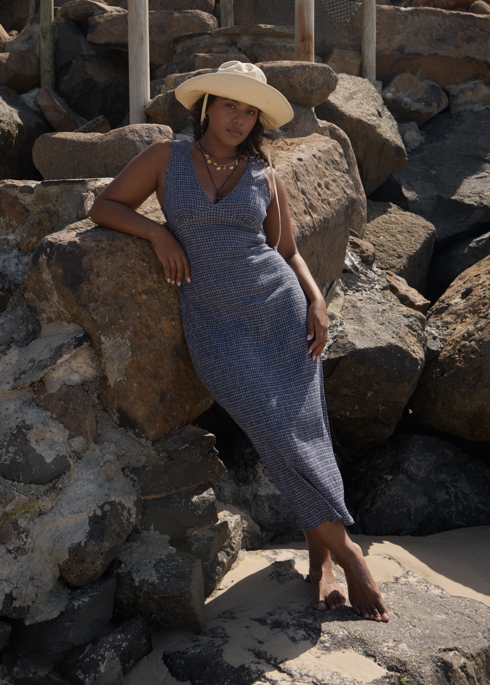 Womens Seersucker Maxi Dress Tully - Marlin - AFENDS