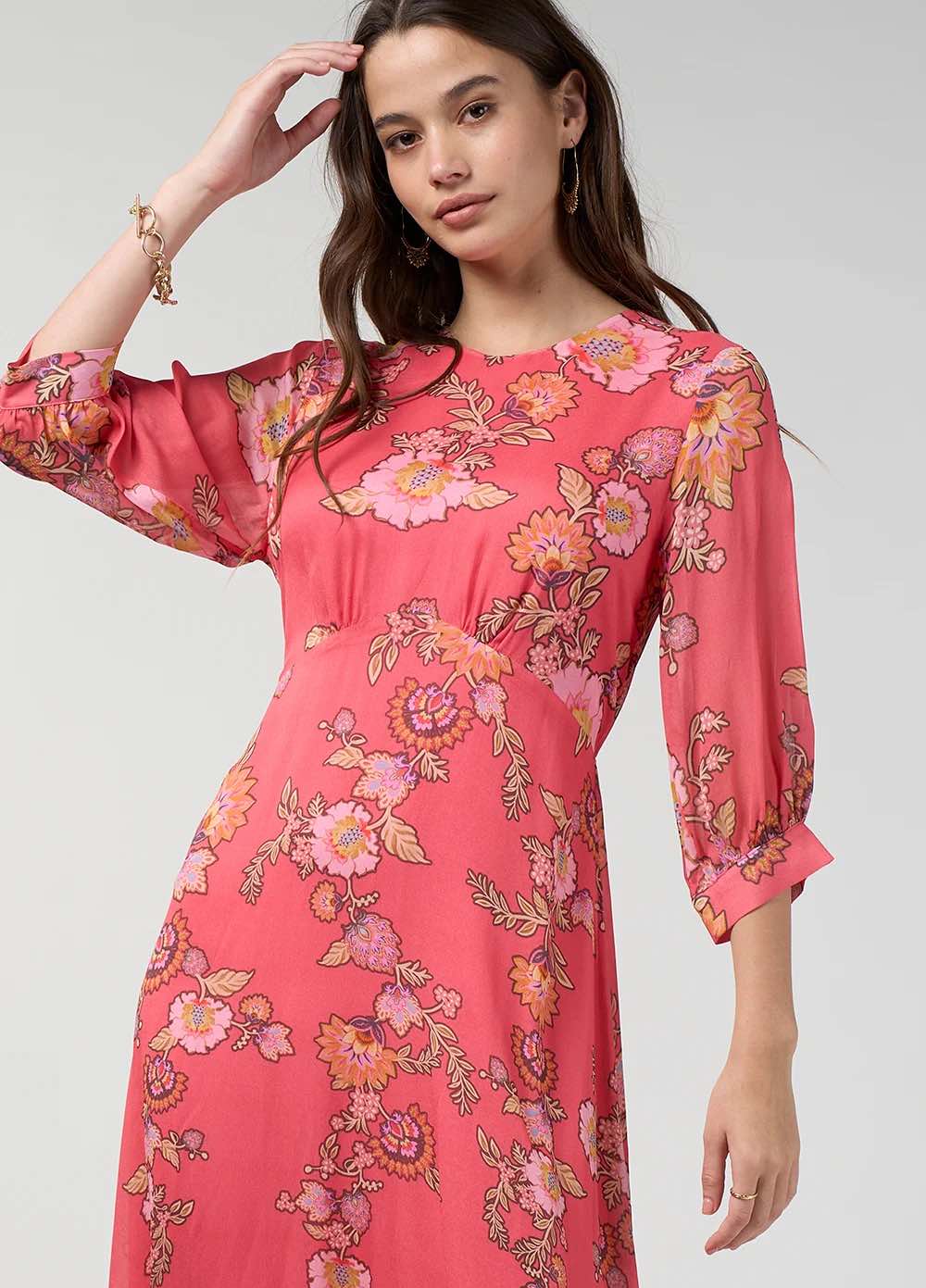 Mirissa Midi Dress – Coral Multi