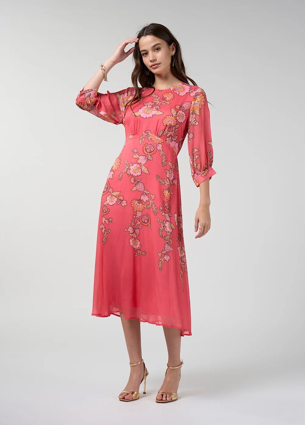 Mirissa Midi Dress – Coral Multi