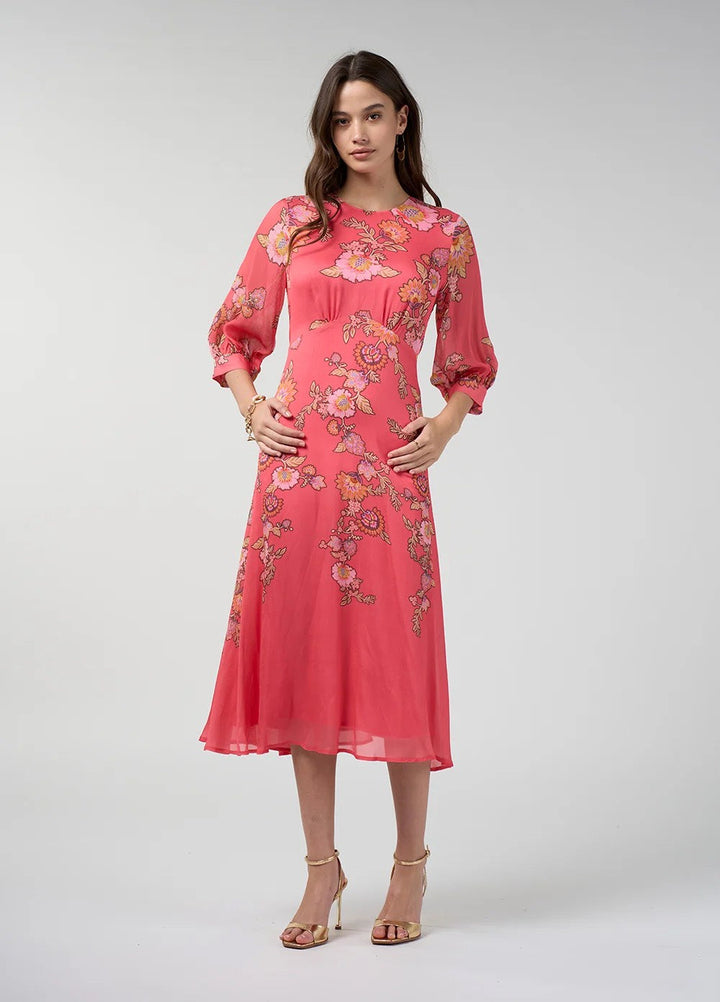 Mirissa Midi Dress – Coral Multi