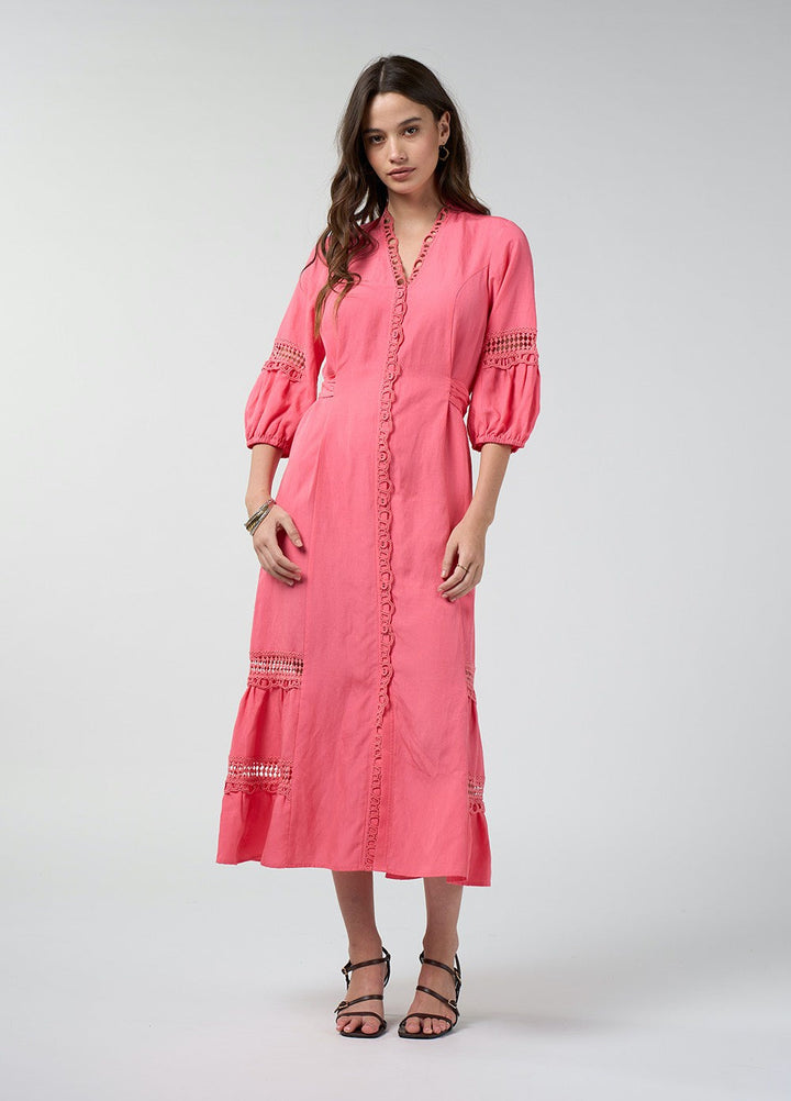 Shalini Midi Dress – Coral