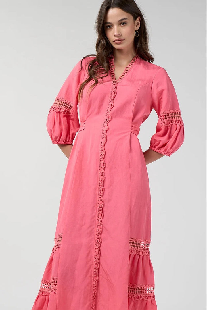 Shalini Midi Dress – Coral