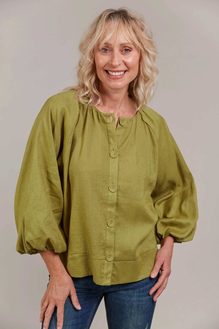 Laax Button Blouse – Chartreuse