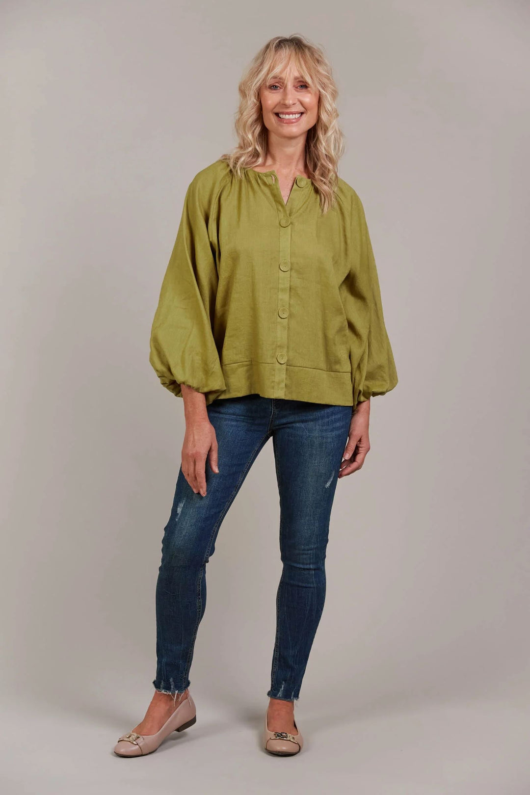 Laax Button Blouse – Chartreuse