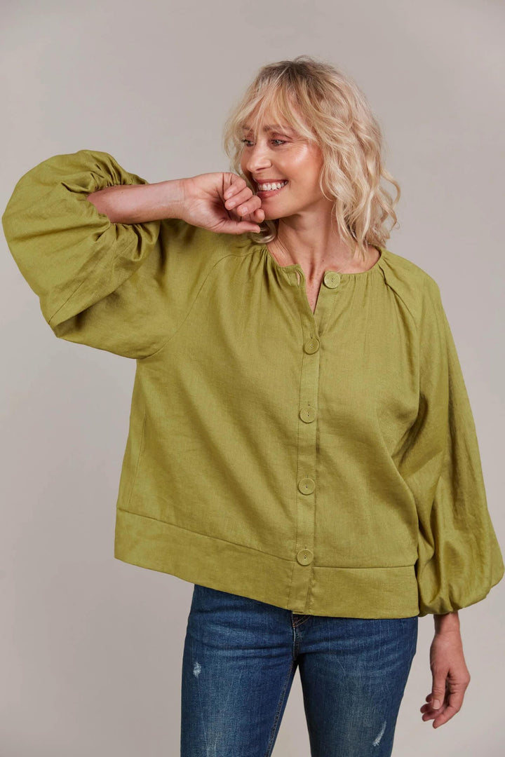 Laax Button Blouse – Chartreuse