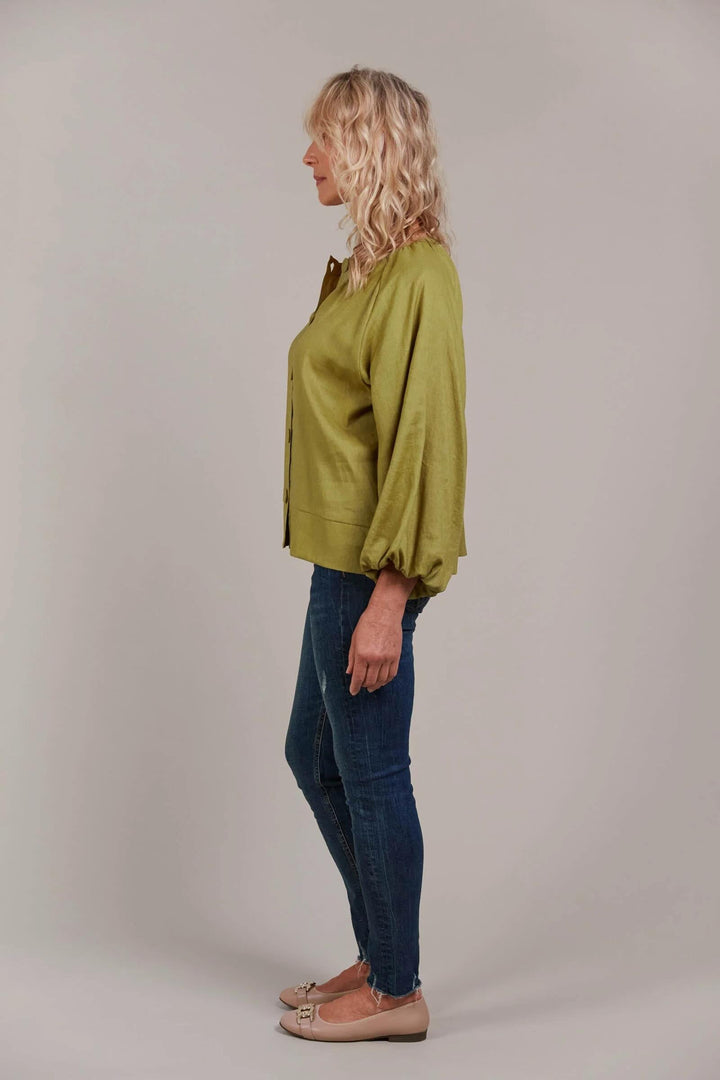 Laax Button Blouse – Chartreuse