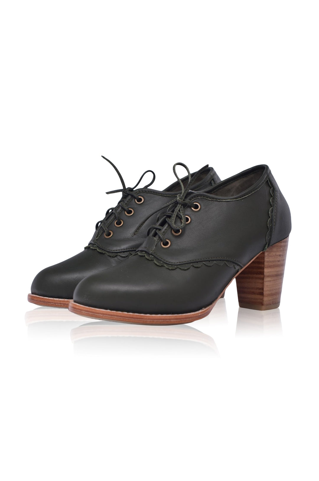Lace-Up Oxford Leather Heels