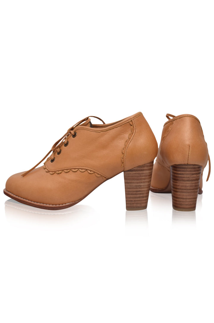 Lace-Up Oxford Leather Heels