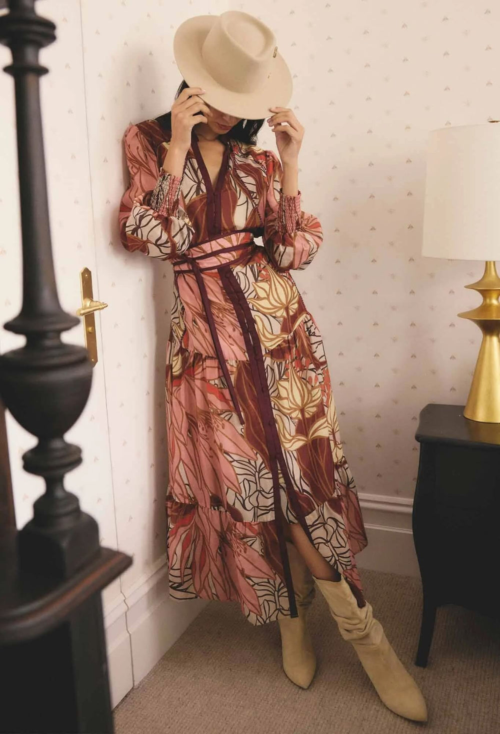 Liliana Cotton Silk Printed Maxi Dress in Cathedral Botanic