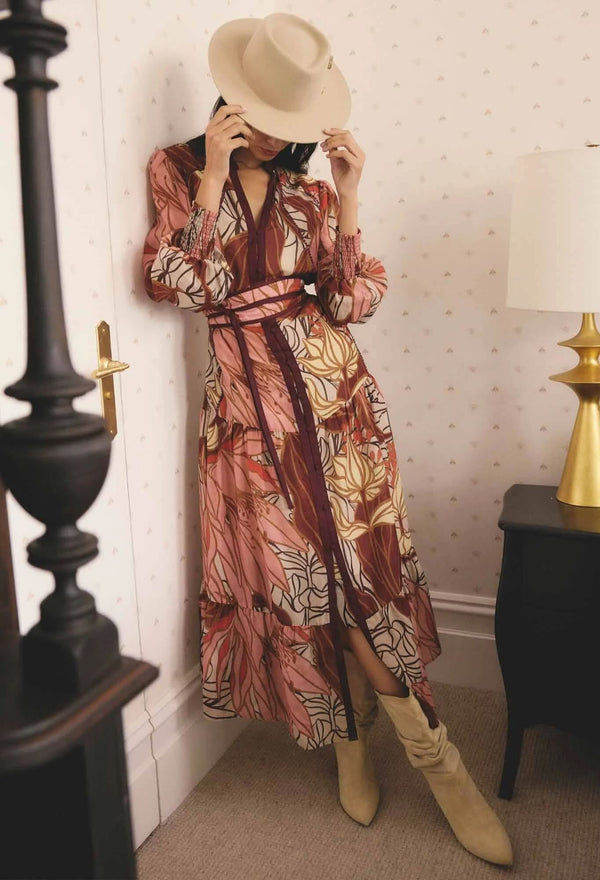 Liliana Cotton Silk Printed Maxi Dress in Cathedral Botanic