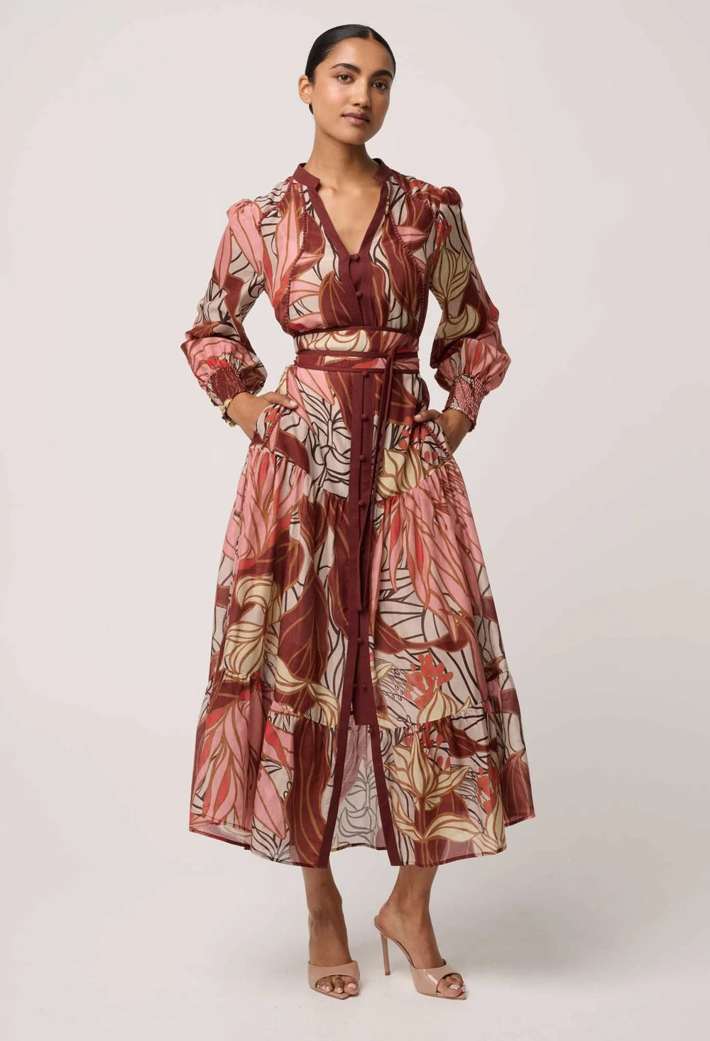 Liliana Cotton Silk Printed Maxi Dress in Cathedral Botanic