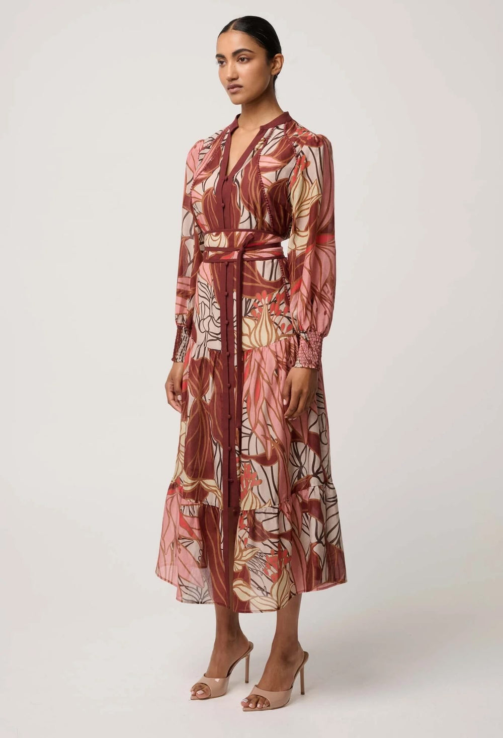 Liliana Cotton Silk Printed Maxi Dress in Cathedral Botanic