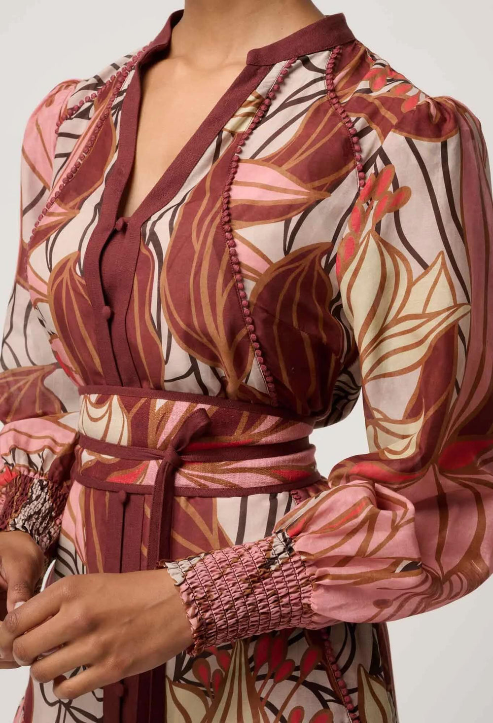 Liliana Cotton Silk Printed Maxi Dress in Cathedral Botanic