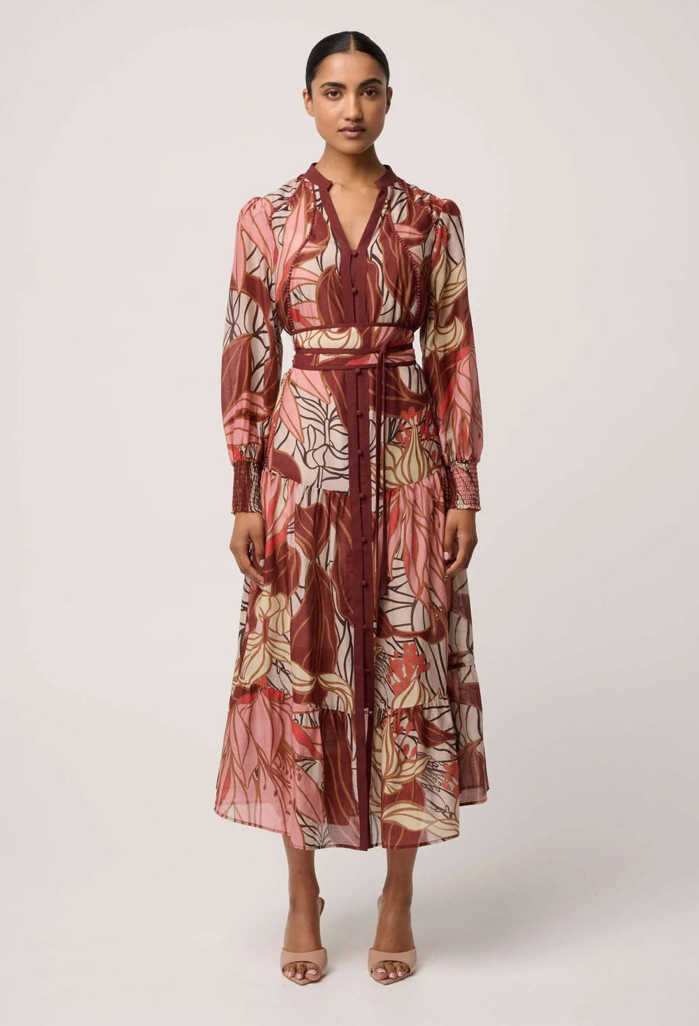 Liliana Cotton Silk Printed Maxi Dress in Cathedral Botanic