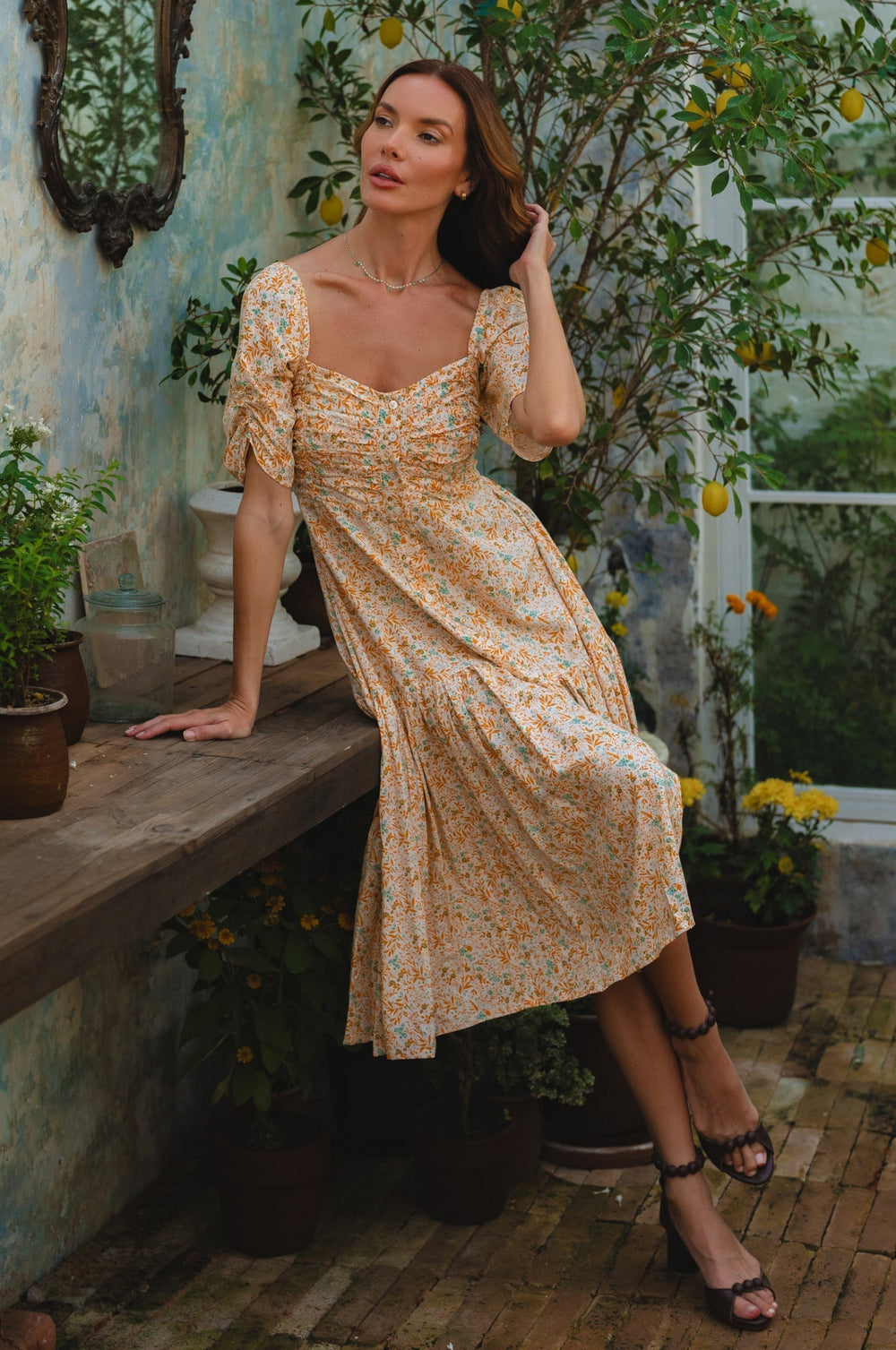 Womens Lilit Midi Dress - Tuscan Sun