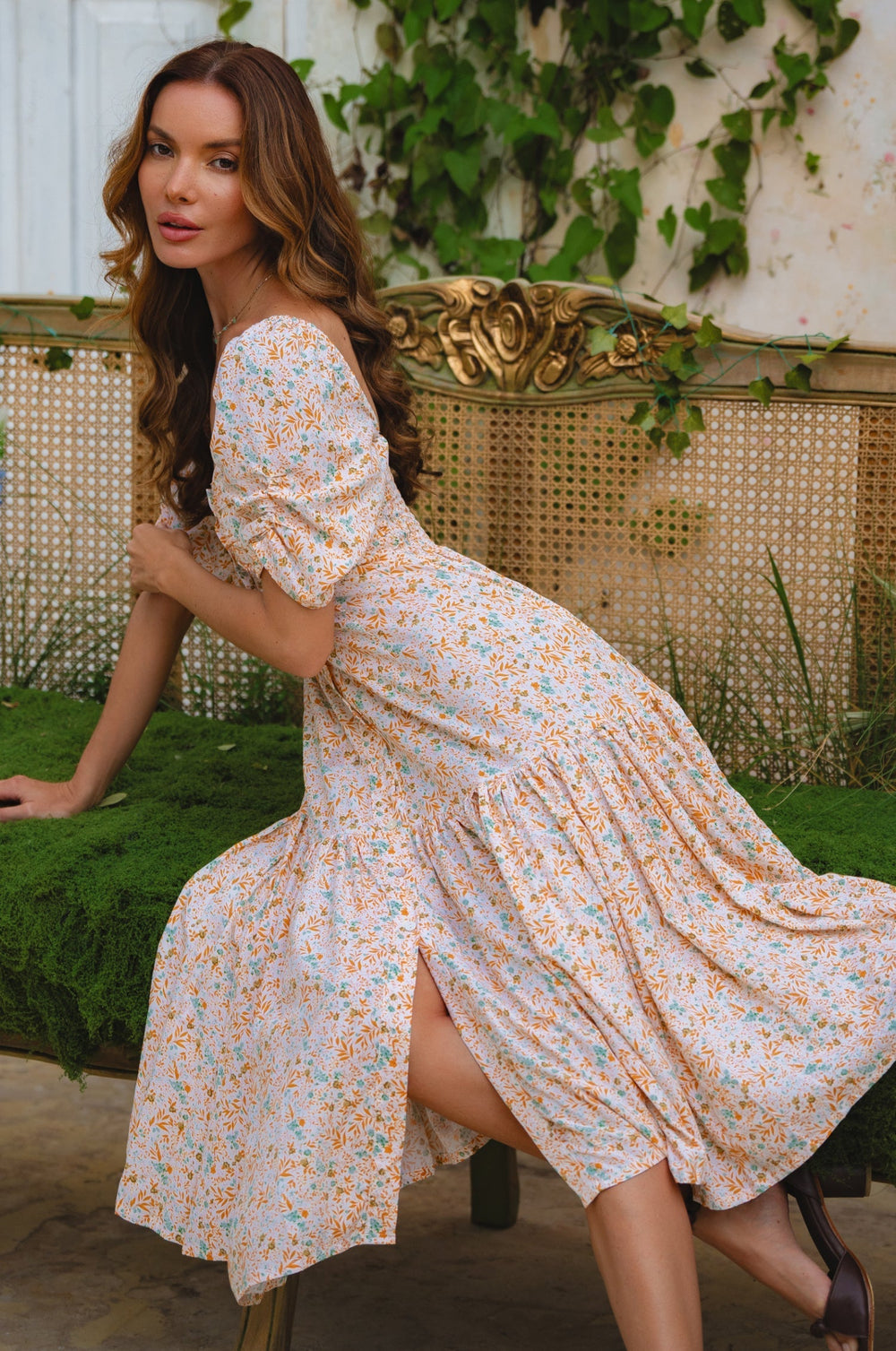 Womens Lilit Midi Dress - Tuscan Sun
