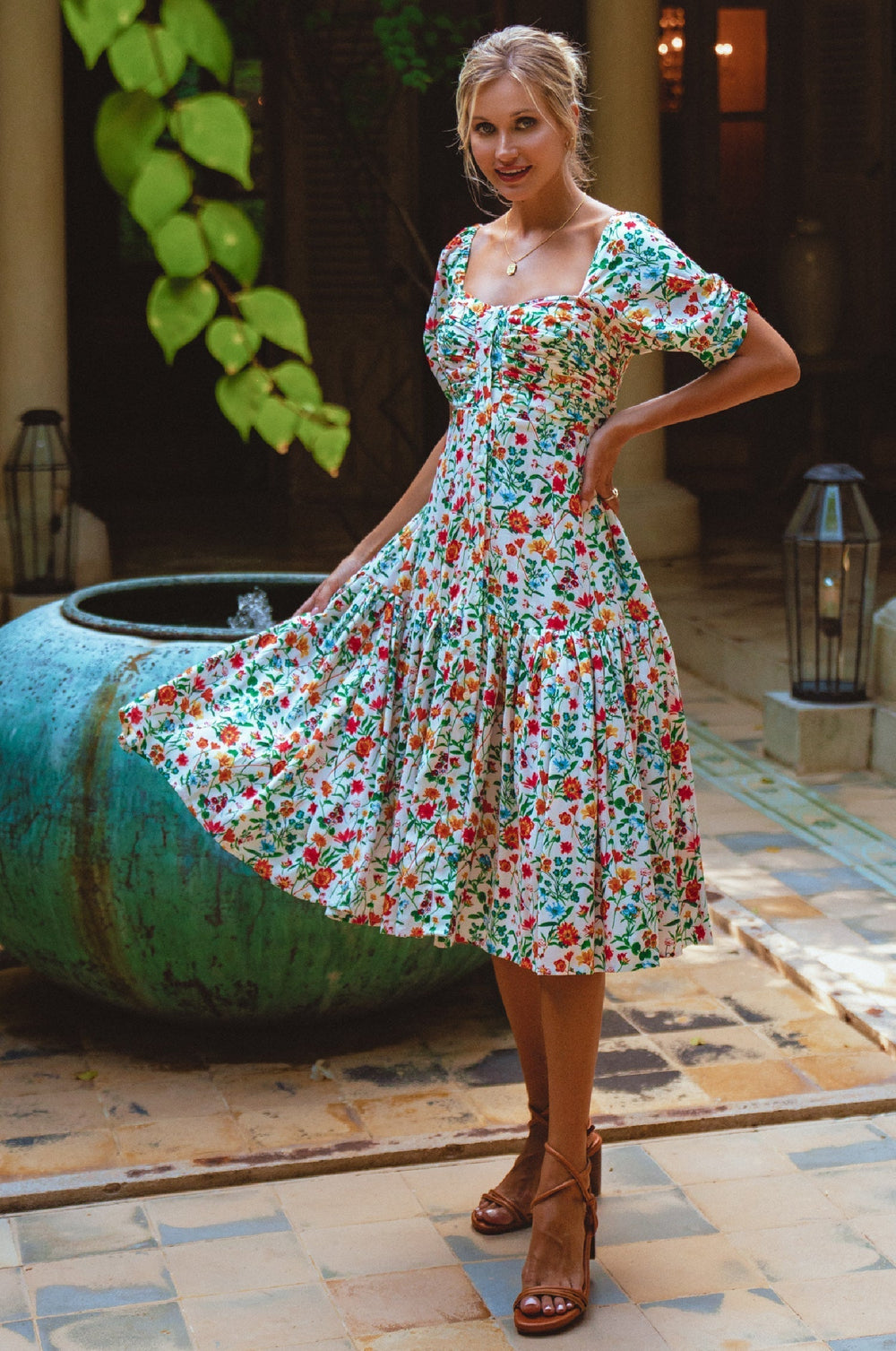 Womens Lilit Midi Dress - Tuscan Sun