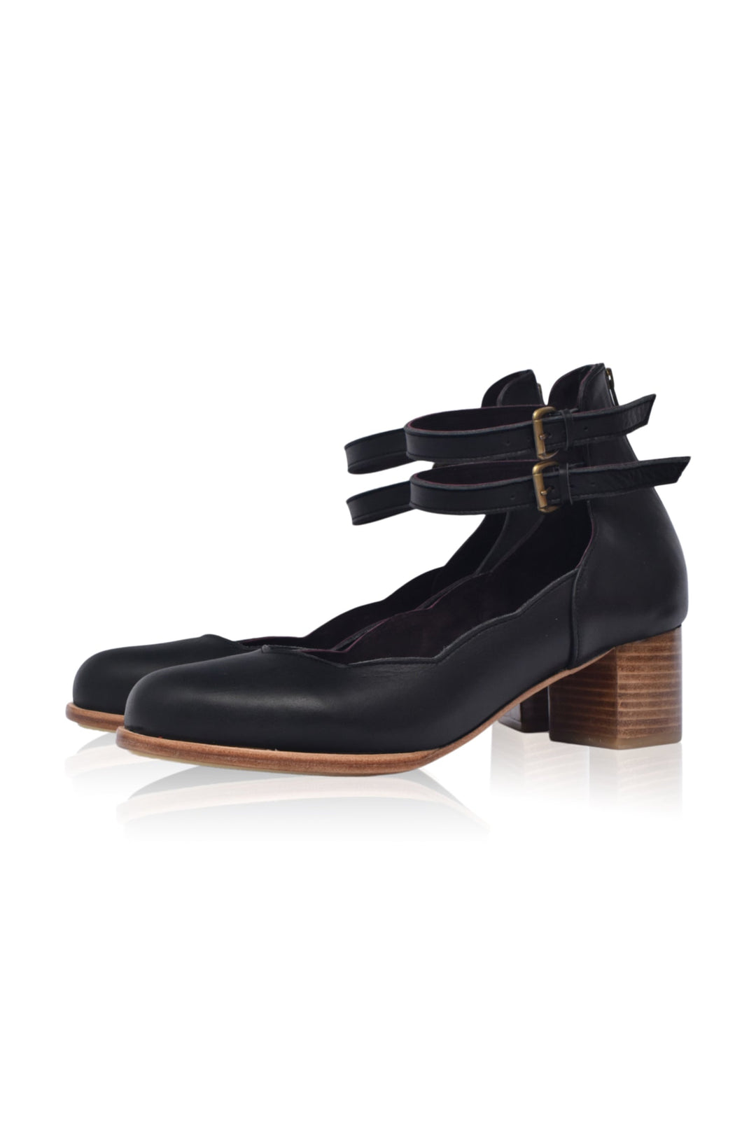 Lily Valley Scalloped Leather Heels