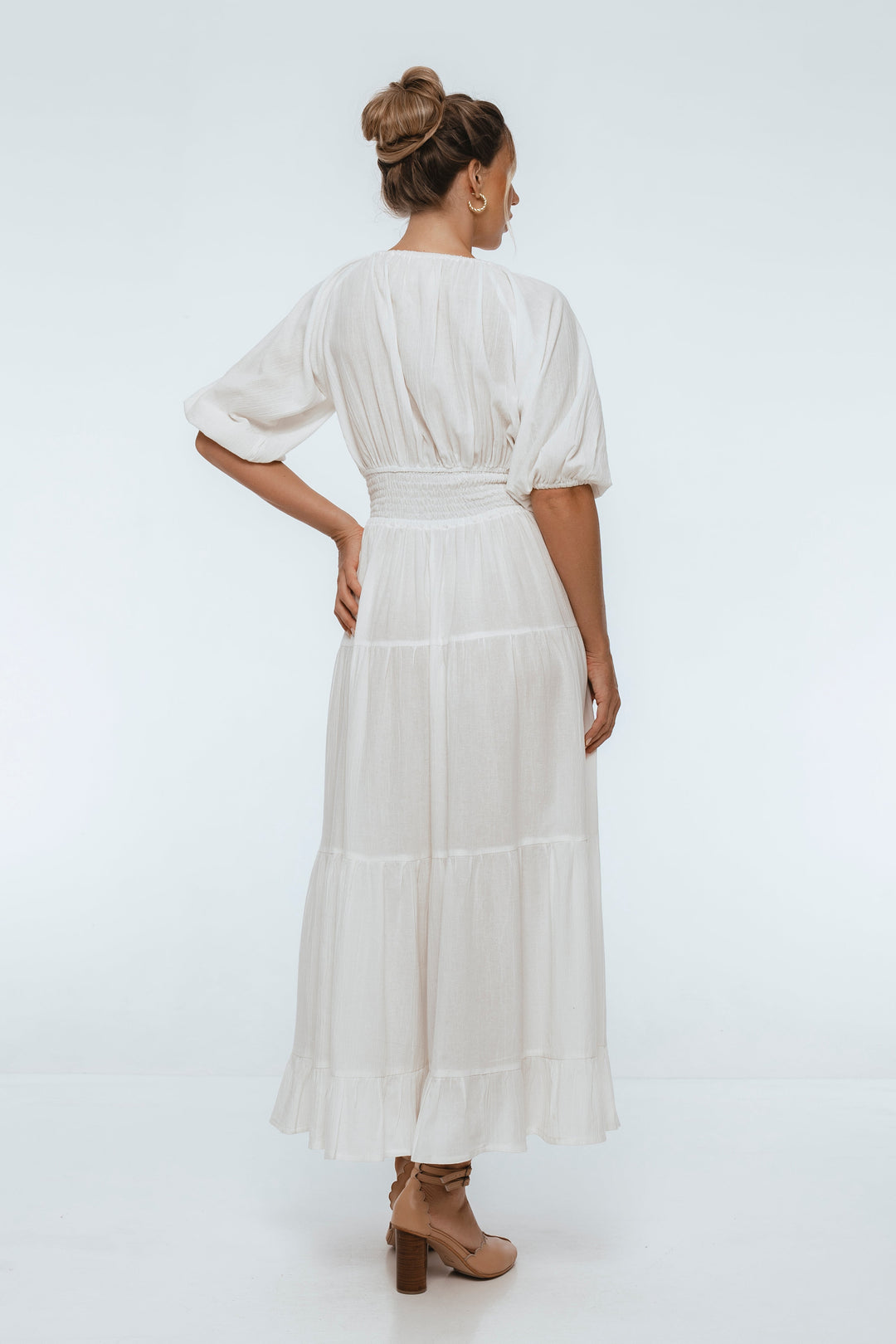 Lucienne Smocked Linen Maxi Dress