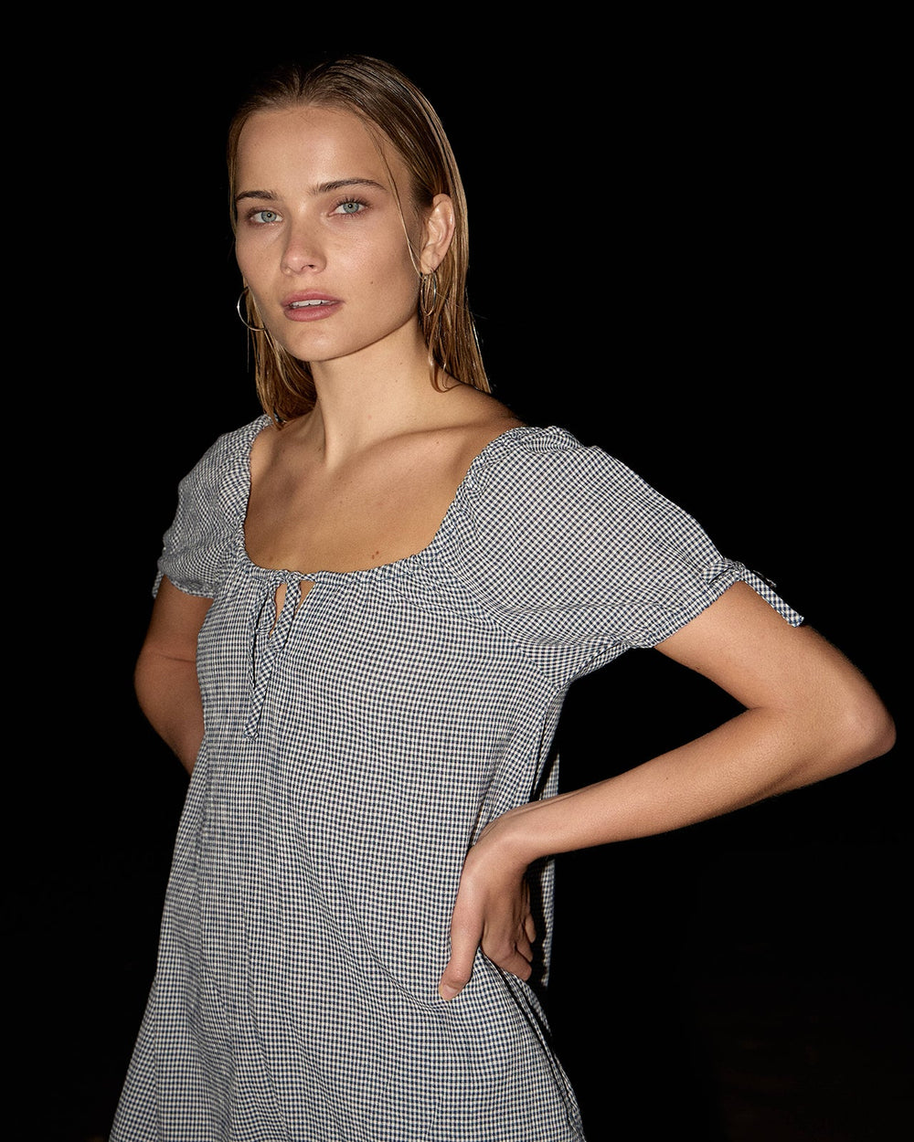 Womens Mini Dress Lenni - Indy Navy Check - AFENDS