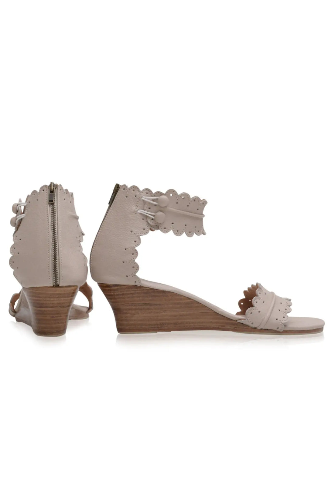 Magdalena Wooden Wedge Leather Sandals