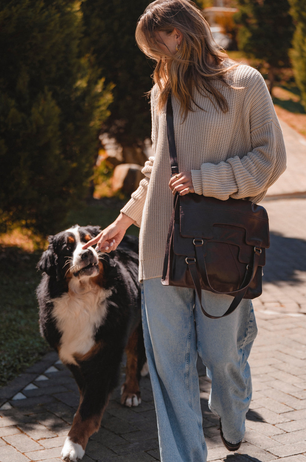 Womens Mi Vida Foldover Tote Leather - Dark Brown