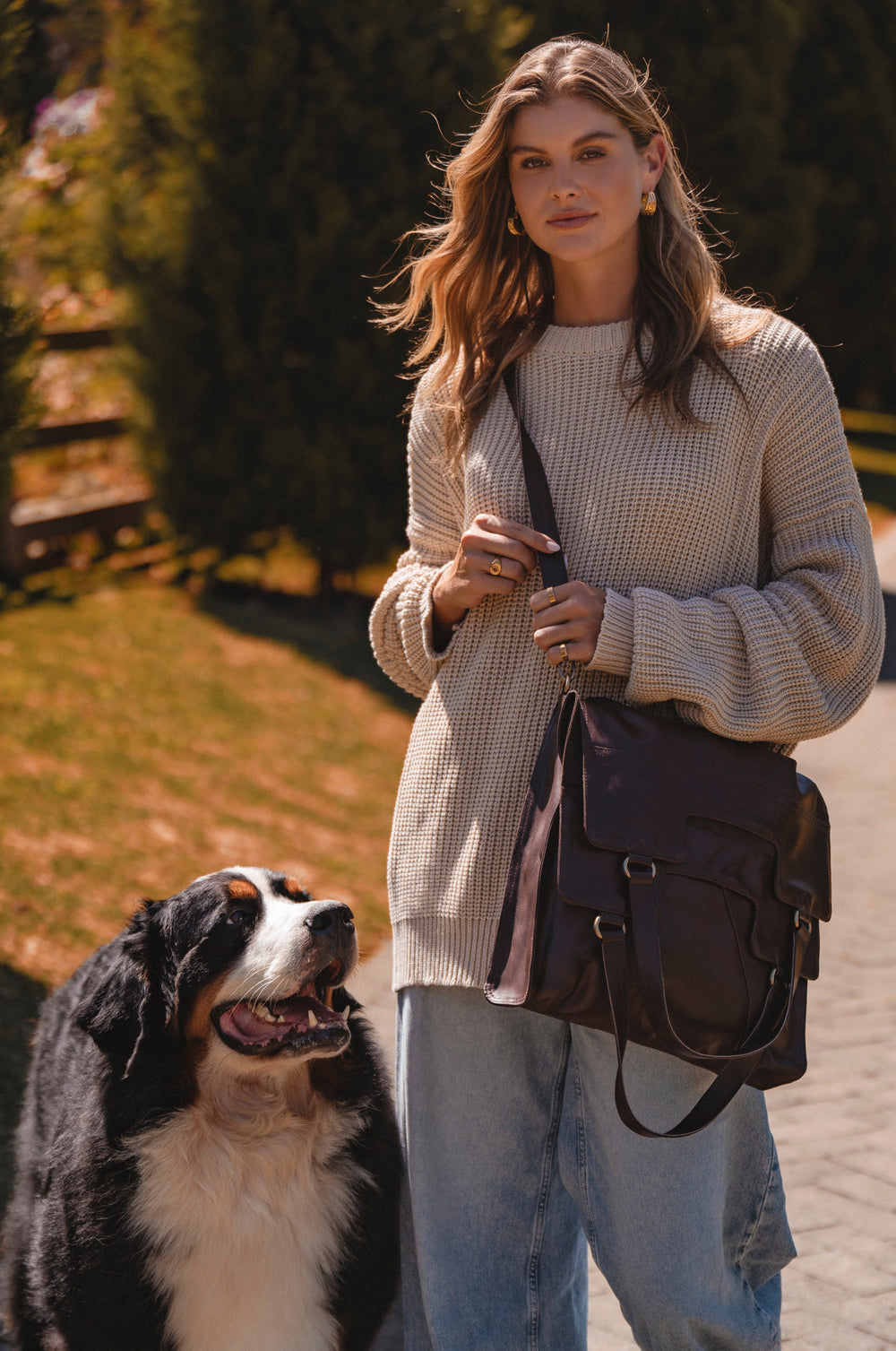 Womens Mi Vida Foldover Tote Leather - Dark Brown