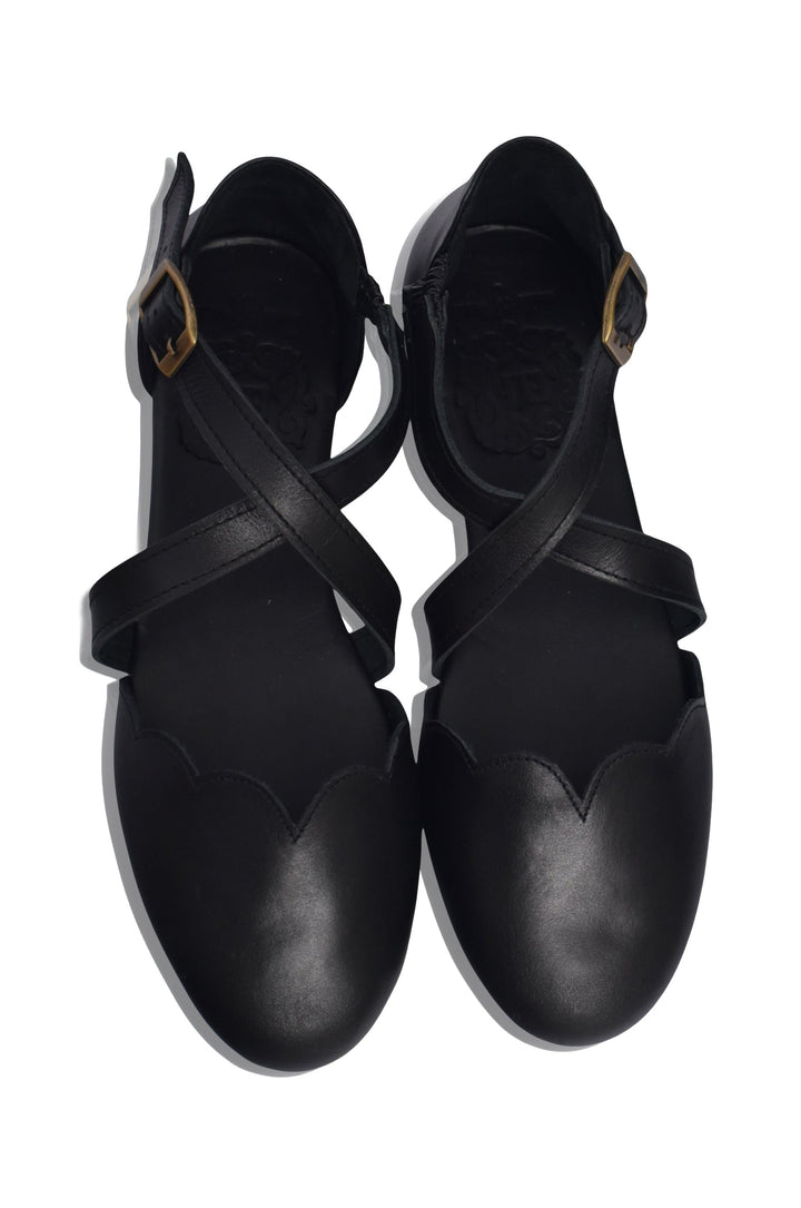 Mangrove Cross-Strap Leather Ballet Flats