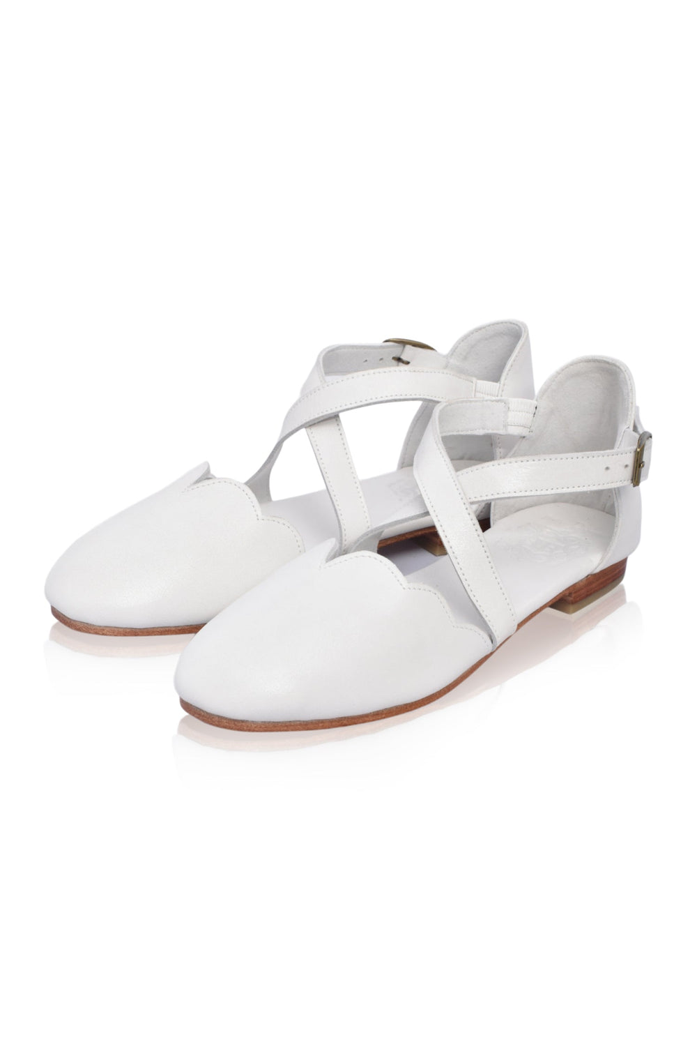 Womens Mangrove Cross-Strap Leather Ballet Flats - Vintage Tan