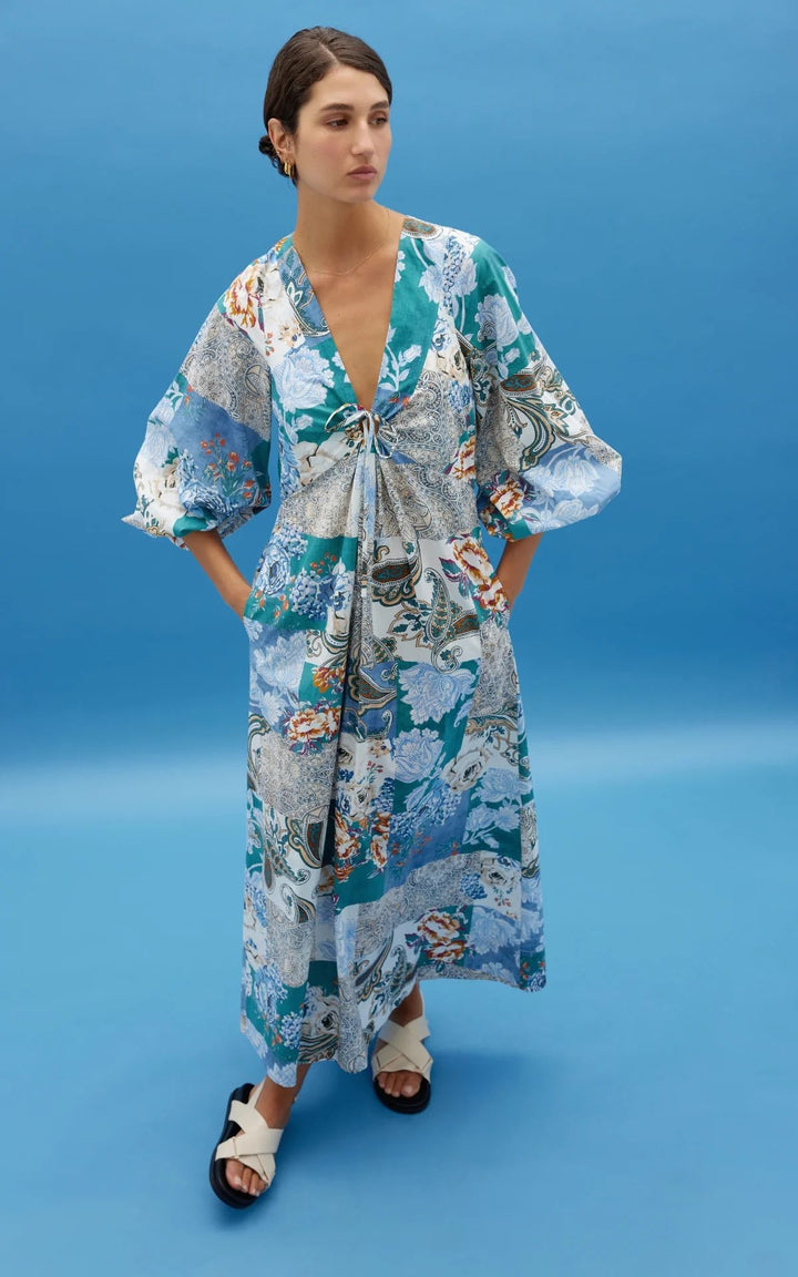 Marais Dress – Cyan Patchwork