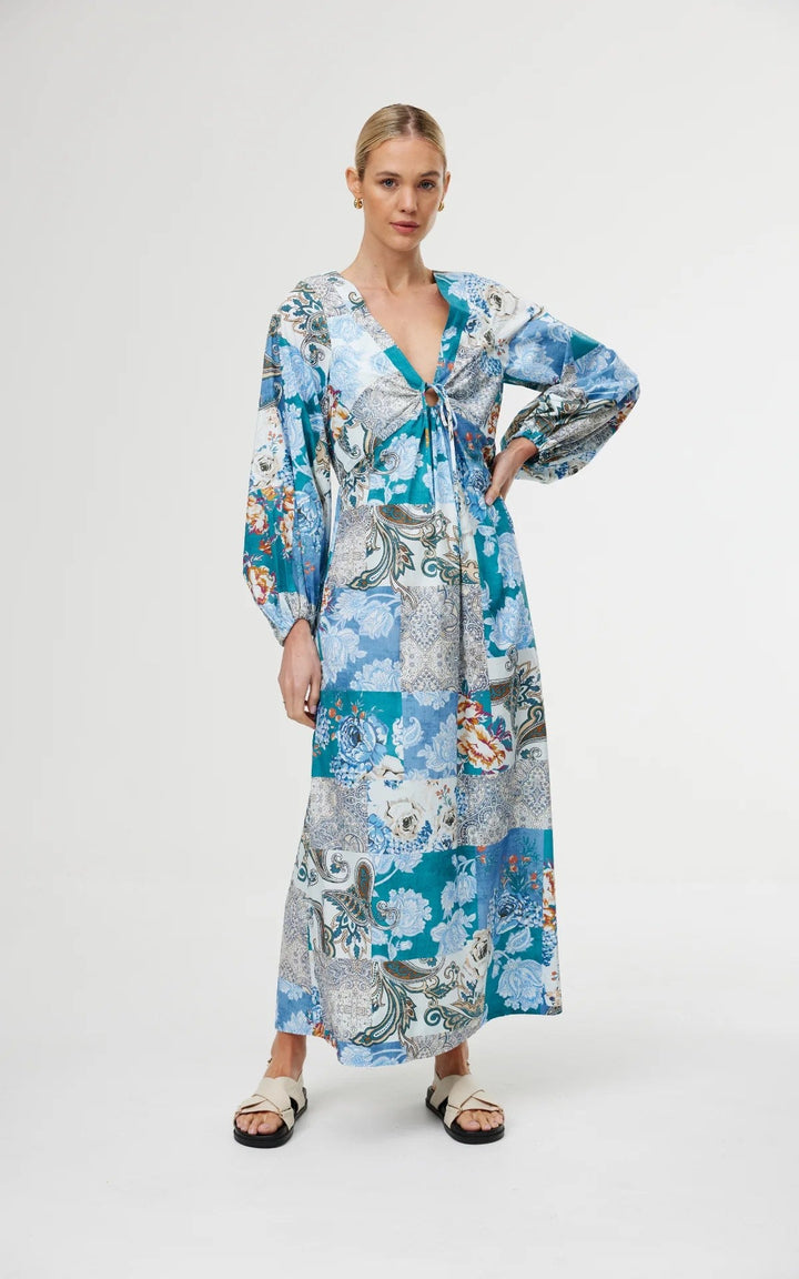 Marais Dress – Cyan Patchwork