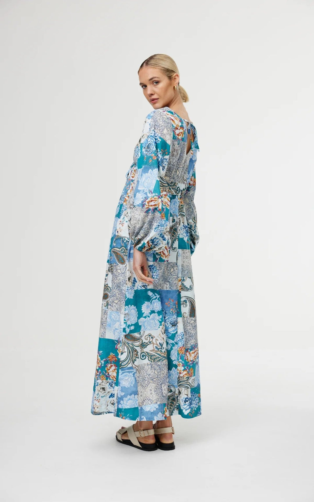 Marais Dress – Cyan Patchwork
