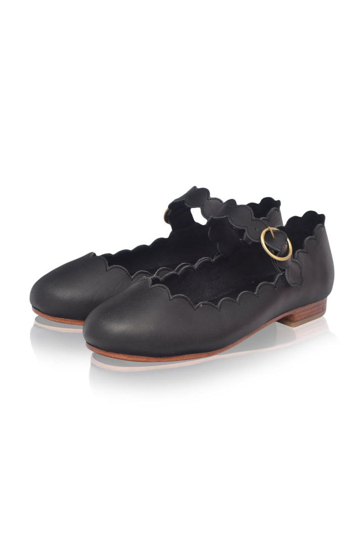 Mia Scalloped Mary Jane Leather Flats