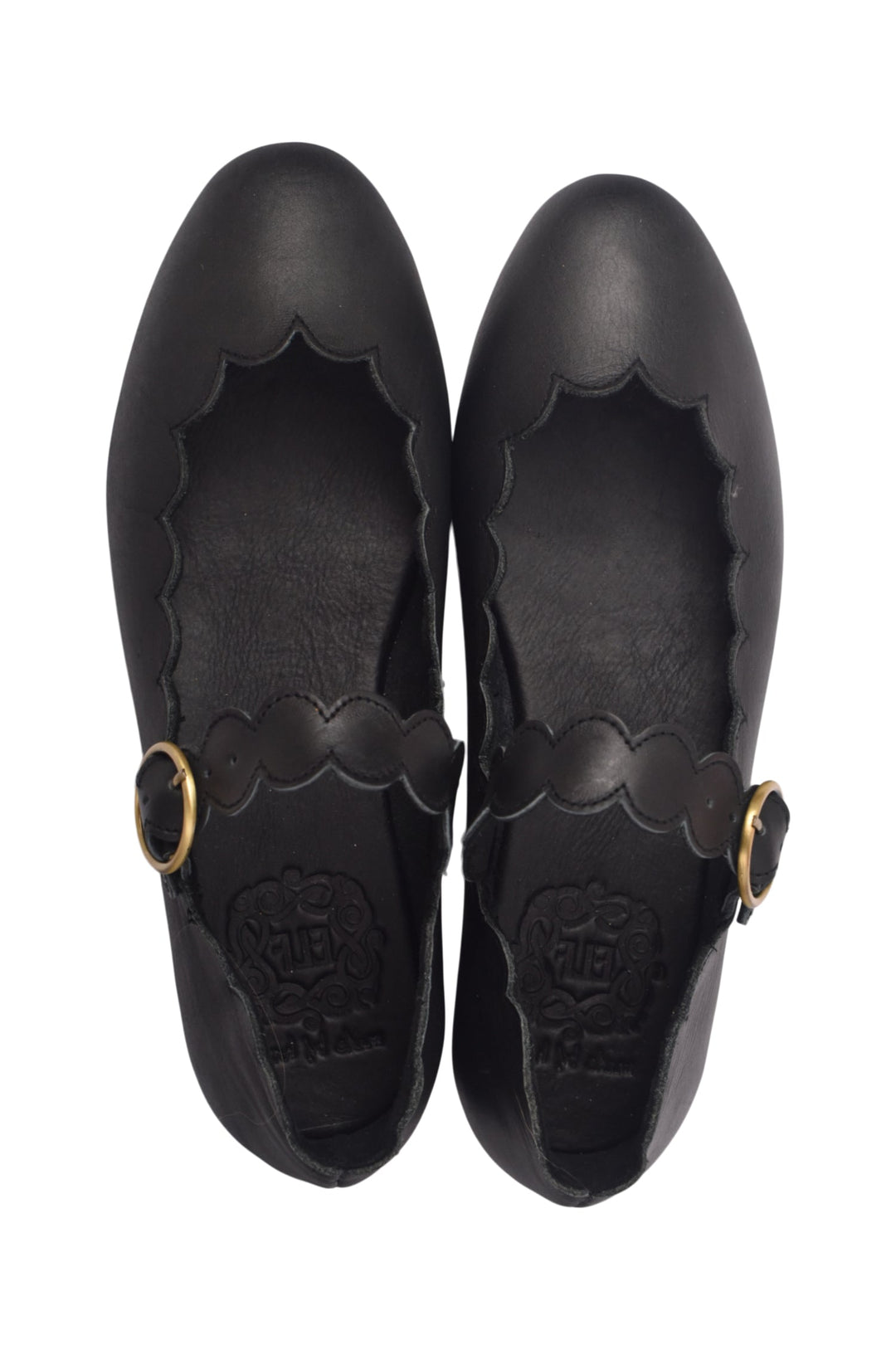 Mia Scalloped Mary Jane Leather Flats