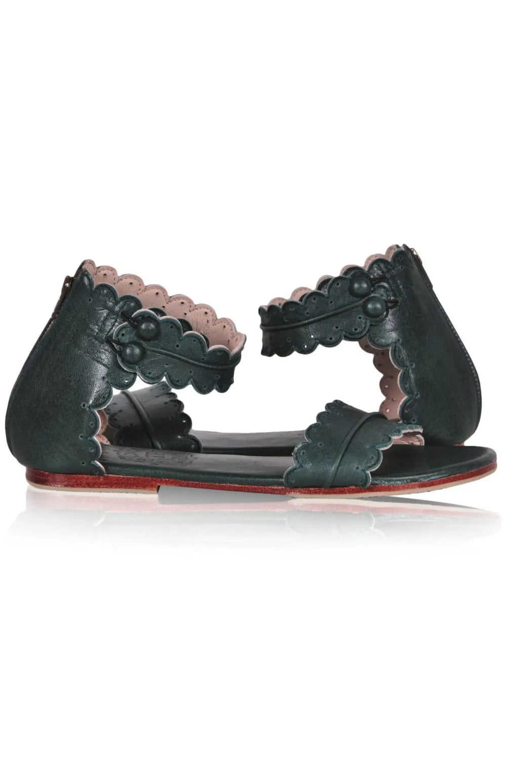 Womens Midsummer Scalloped Leather Sandals - Vintage Brown